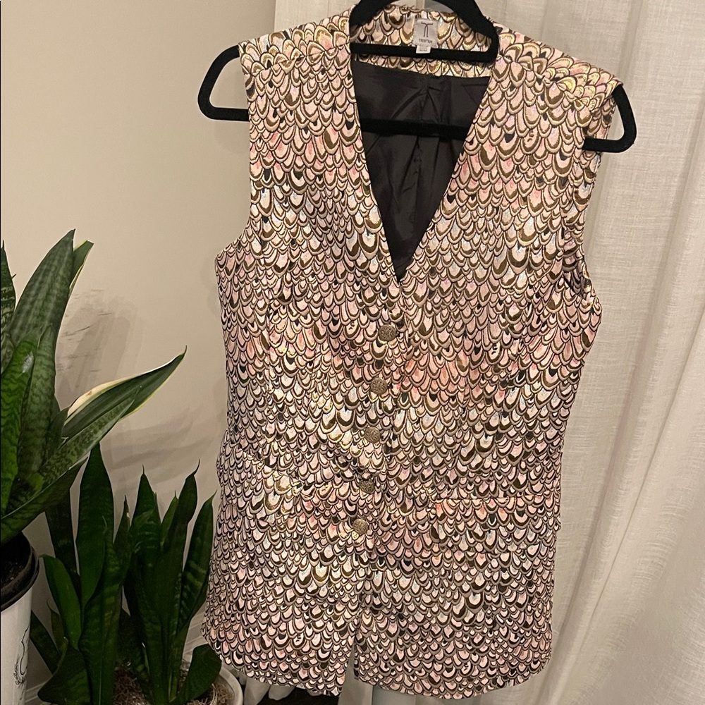 Tristan Pink and Gold Patterned Blouse